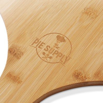 Pie Supply 12" Bamboo Pizza Peel, Baking & Serving Wooden Paddle Cutting Board with Handle Image 3