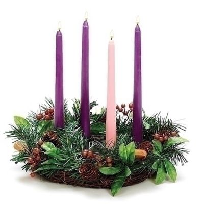 Pine and Fruit Advent Wreath Candle Holder 14 in Diameter (candles not included) Image 1