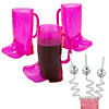 Pink Cowboy Boot Mug & Disco Ball Silly Straw Kit for 12 Image 1