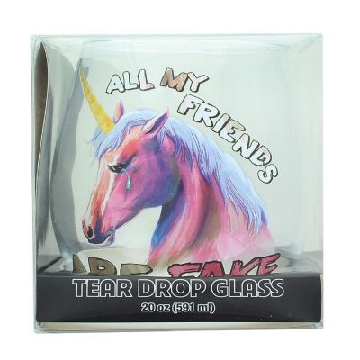 Pink Unicorn "All My Friends Are Fake" Stemless Wine Glass  Holds 20 Ounces Image 1