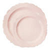 Pink Vintage Round Disposable Plastic Dinnerware Value Set (40 Dinner Plates + 40 Salad Plates) Image 1