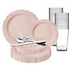 Pink Vintage Round Disposable Plastic Dinnerware Value Set (60 Settings) Image 1
