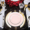 Pink with Gold Organic Round Disposable Plastic Dinnerware Value Set (20 Settings) Image 4