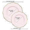 Pink with Gold Rim Round Blossom Disposable Plastic Dinnerware Value Set (120 Dinner Plates + 120 Salad Plates) Image 2