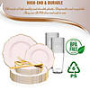 Pink with Gold Rim Round Blossom Disposable Plastic Dinnerware Value Set (60 Settings) Image 3