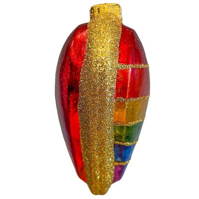 Pinnacle Peak Trading Rainbow Heart Polish Glass Christmas Tree Ornament Image 1