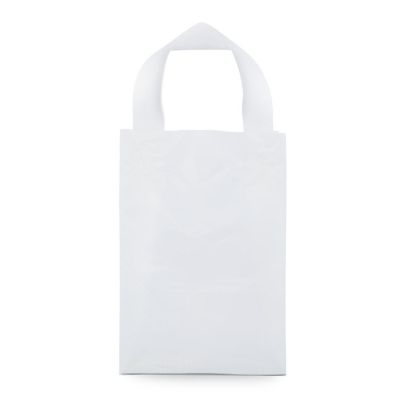 Plastic Bags with Handles 10x5x13 Inch 100 Pack Medium Frosted White Gift Bags with Cardboard Bottom Image 3