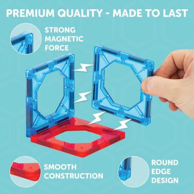 Play Brainy Magnetic 72 Piece Space Themed Marble Run for Kids Ages 3 & Up, Stem Toy Magnetic Tiles with Rocket Elevator, Stickers and Carrying Case Image 1