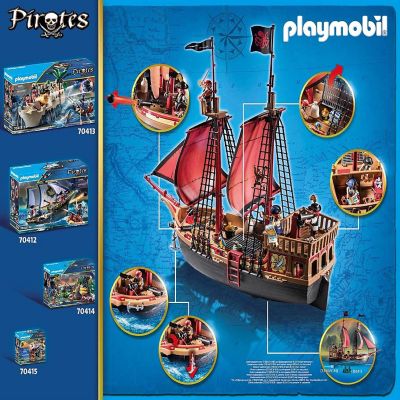 Playmobil Pirates 70411 Skull Pirate Ship 132 Piece Set Image 2