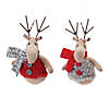 Plush Deer With Sweater Ornament (Set Of 12) 6"H Polyester Image 1