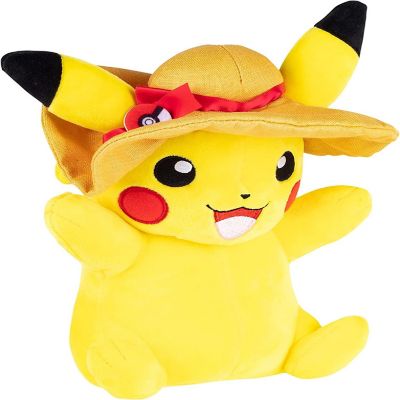 Pok&#233;mon 8" Pikachu with Sun Hat Plush Stuffed Animal Toy - Officially Licensed - Easter Gift for Kids Image 2