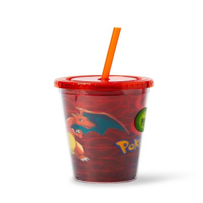 Pok&#233;mon Charizard Lenticular Plastic Tumbler Cup Lid & Straw  Holds 16 Ounces Image 2