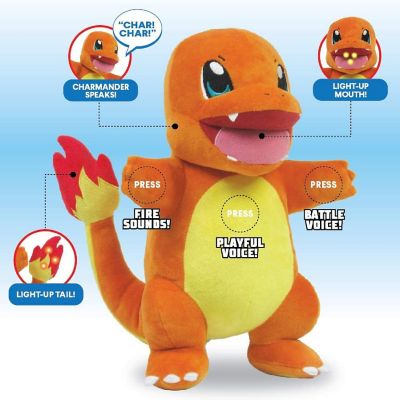 Pok&#195;&#169;mon Flame Action Charmander 10 Inch Interactive Plush with Lights & Sounds - Light Up Tail & Mouth with Multiple Sound Effects - Eco-Friendly Packaging - Ag Image 2