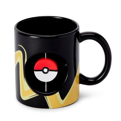 Pokemon Pikachu & Pokeball Spinner Ceramic Mug - 16.9-Ounces Black Image 1