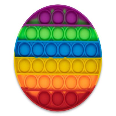 Pop Fidget Toy Silicone Bubble Popping Game  Rainbow Round Image 1