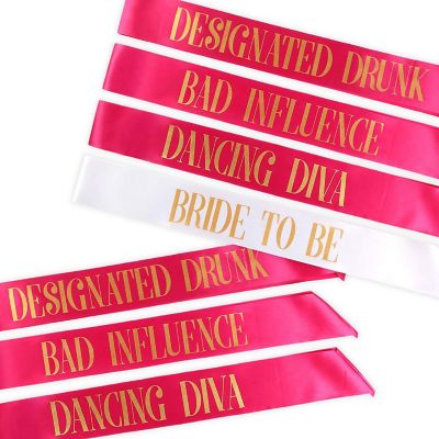 Pop Fizz Designs Bachelorette Party Sashes- Bride to Be and Bride Tribe Sashes Image 1