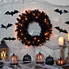 Pre-Lit Black Noble Spruce Artificial Halloween Wreath  24-Inch  Orange Lights Image 1