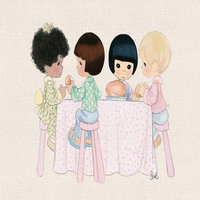 Precious Moments Friends Having Lunch Canvas Art 24X36 Image 1