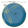 Premium 10.25" Blue with Gold Brushstroke Round Disposable Plastic Dinner Plates (120 Plates) Image 1