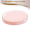 Premium 10.25" Pink with Gold Organic Round Disposable Plastic Dinner Plates (120 Plates) Image 3