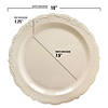 Premium 10" Ivory Vintage Round Disposable Plastic Dinner Plates (120 plates) Image 1
