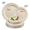 Premium 10" Ivory Vintage Round Disposable Plastic Dinner Plates (120 plates) Image 2