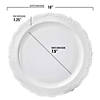 Premium 10" White Vintage Round Disposable Plastic Dinner Plates (120 plates) Image 2