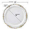 Premium 10" White with Gold Vintage Round Disposable Plastic Dinner Plates (120 plates) Image 1