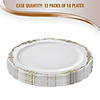 Premium 10" White with Gold Vintage Round Disposable Plastic Dinner Plates (120 plates) Image 3