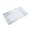 Premium 11" x 16" Clear Rectangular with Groove Rim Plastic Serving Trays (24 Trays) Image 1