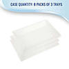 Premium 11" x 16" White Rectangular with Groove Rim Plastic Serving Trays (24 Trays) Image 4
