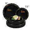 Premium 7.5" Black with Gold Vintage Round Disposable Plastic Appetizer/Salad Plates  (120 plates) Image 2