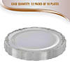 Premium 7.5" Clear with Silver Vintage Rim Round Disposable Plastic Appetizer/Salad Plates (120 Plates) Image 3