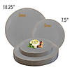 Premium 7.5" Gray with Gold Rim Organic Round Disposable Plastic Appetizer/Salad Plates (120 Plates) Image 2