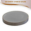 Premium 7.5" Gray with Gold Rim Organic Round Disposable Plastic Appetizer/Salad Plates (120 Plates) Image 3