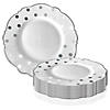Premium 7.5" White with Silver Dots Round Blossom Disposable Plastic Salad Plates (120 Plates) Image 2