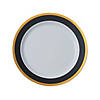 Premium Black & White Plastic Dinner Plates with Gold Trim - 25 Ct. Image 1