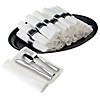 Premium Silver Plastic Cutlery in White Napkin Rolls Set - Napkins, Forks, Knives, Spoons and Paper Rings (100 Sets) Image 2