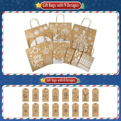 Presence - 24PCS Christmas Kraft Paper Gift Bags Image 2