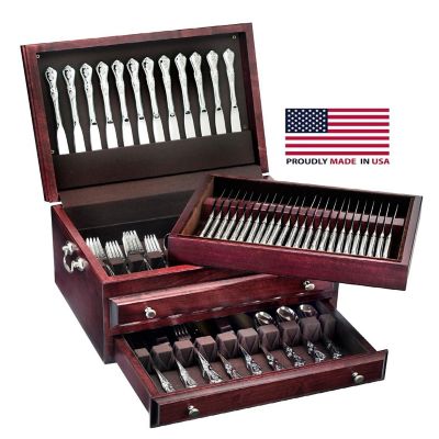 Presidential Super Flatware Chest, Solid American Hardwood with Rich Mahogany Finish Image 1