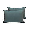 Presidio 12" x 20" Lumbar Indoor/Outdoor Pillow with Piping, 2-Pack - Dusty Turquoise Image 3