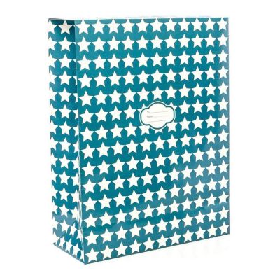 Pressie Pouch Peel & Seal Gift Bag Blue Stars 12pk Large No-Wrap Present Image 1