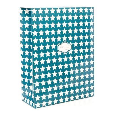 Pressie Pouch Peel & Seal Gift Bag Blue Stars 12pk Medium No-Wrap Present Image 1
