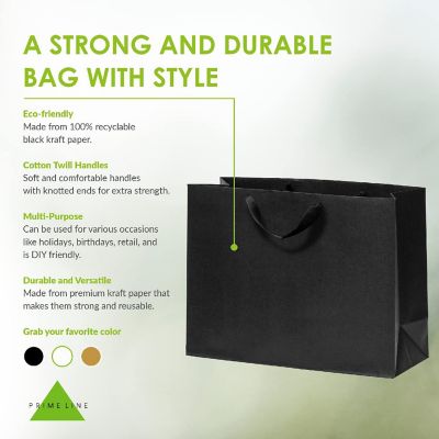 Prime Line Packaging- 16x6x12 Inch 50 Pack Black Designer Kraft Paper Bags with Handles Image 1