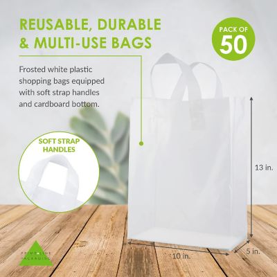 Prime Line Packaging- 50 Pack 10x5x13 Inch Medium Clear Plastic Bags with Handles Image 3