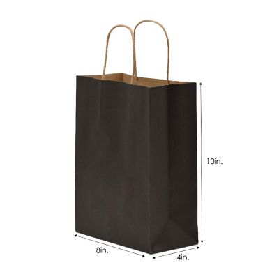 Prime Line Packaging Black Paper Bags, Black Gift Bags with Handles Bulk 8x4x10 100 Pack Image 2