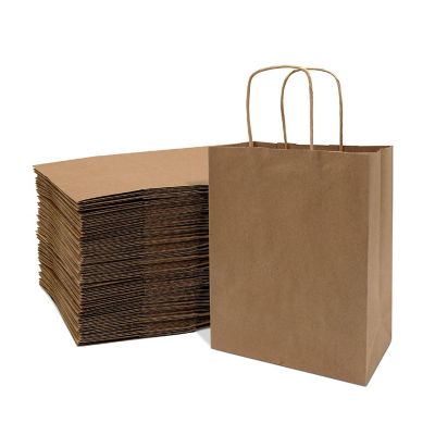 Prime Line Packaging Brown Paper Bags, Gift Bags Bulk 8x4x10 400 Pack Image 1
