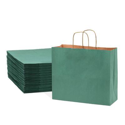 Prime Line Packaging- Green Gift Bags - 16x6x12 Inch 50 Pack Image 1