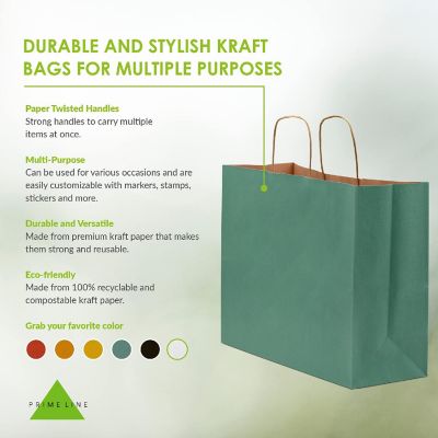 Prime Line Packaging- Green Gift Bags - 16x6x12 Inch 50 Pack Image 1