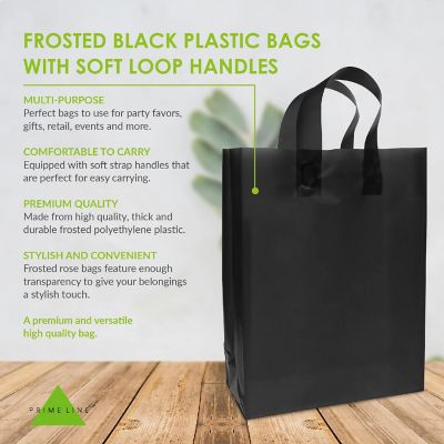 Prime Line Packaging- Plastic Bags with Handles - 10x5x13 Inch 50 Pack Image 1